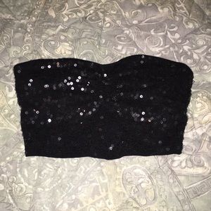 Black sequined brallette/strapless mini top